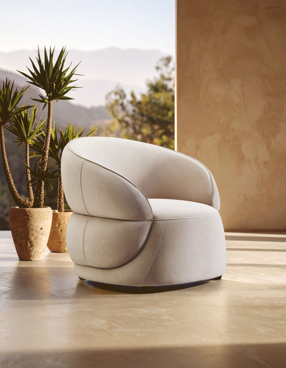 Darla Curve Stone Velvet Chair