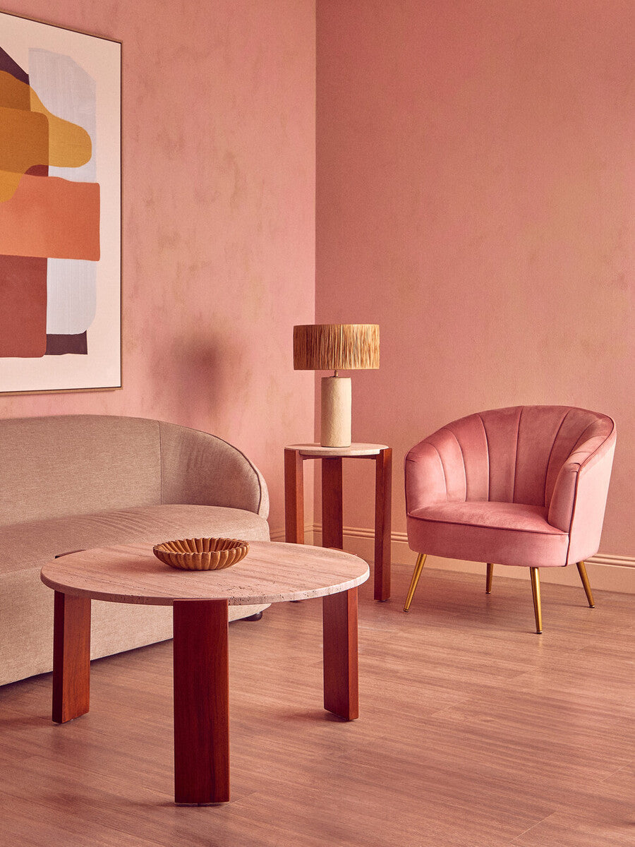 Palermo Round Travertine Top Large Coffee Table