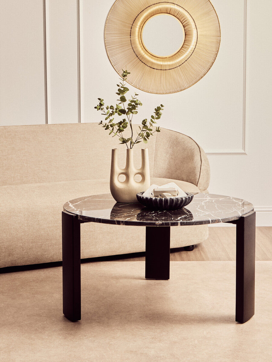 Palermo Round Black Marble Top Large Coffee Table