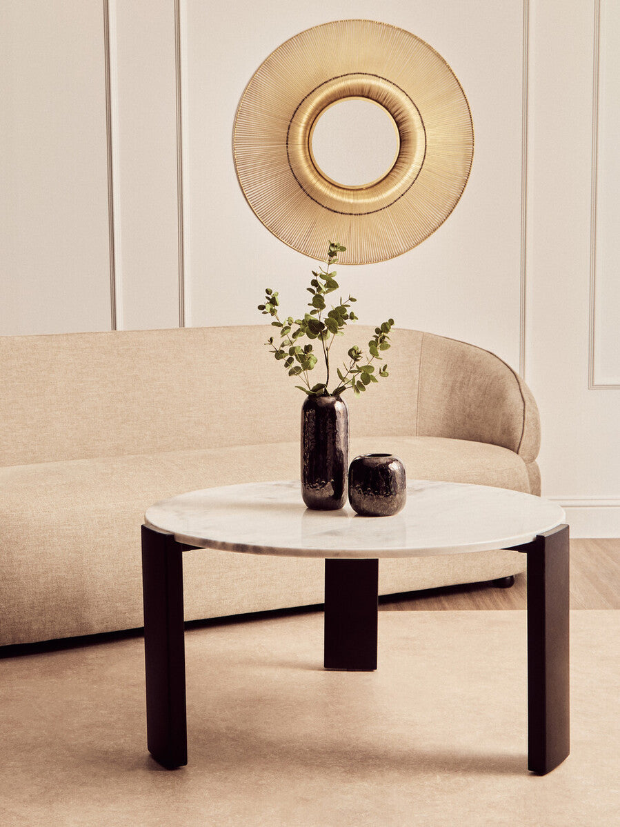 Palermo Round White Marble Top Large Coffee Table