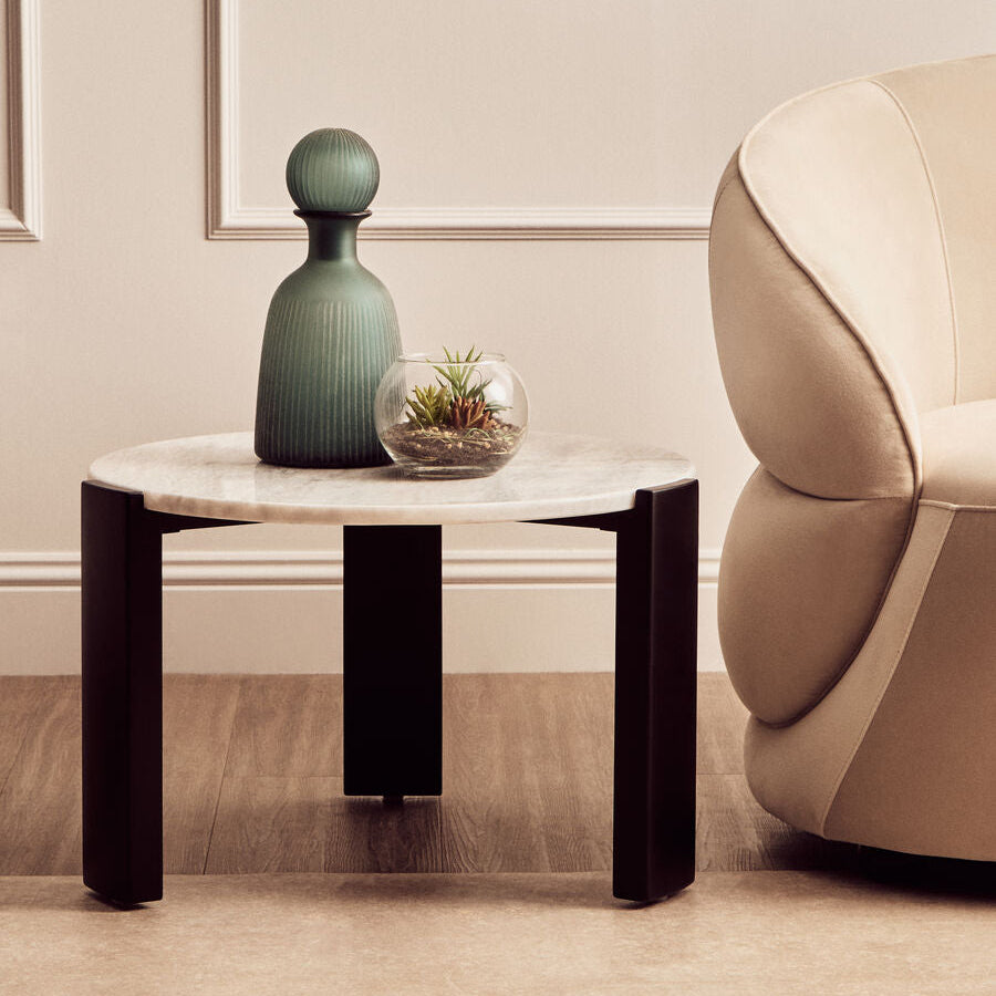 Palermo Round White Marble Top Small Coffee Table