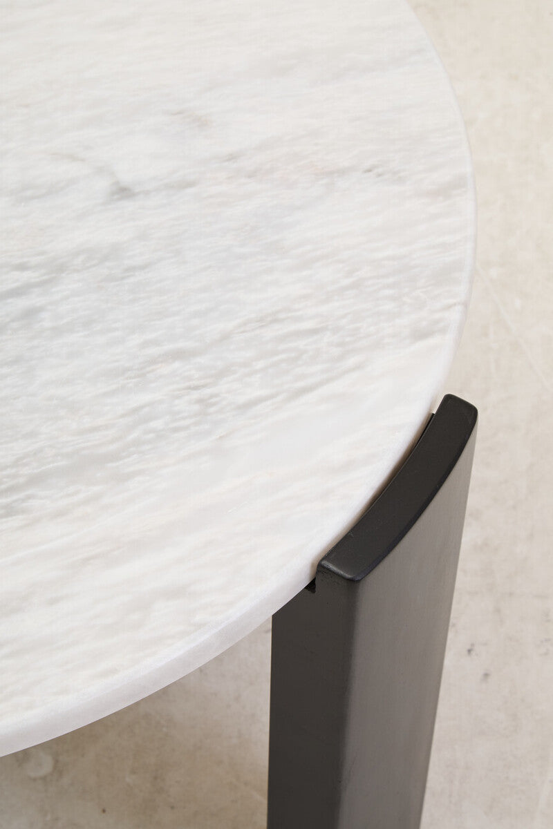 Palermo Round White Marble Top Small Coffee Table