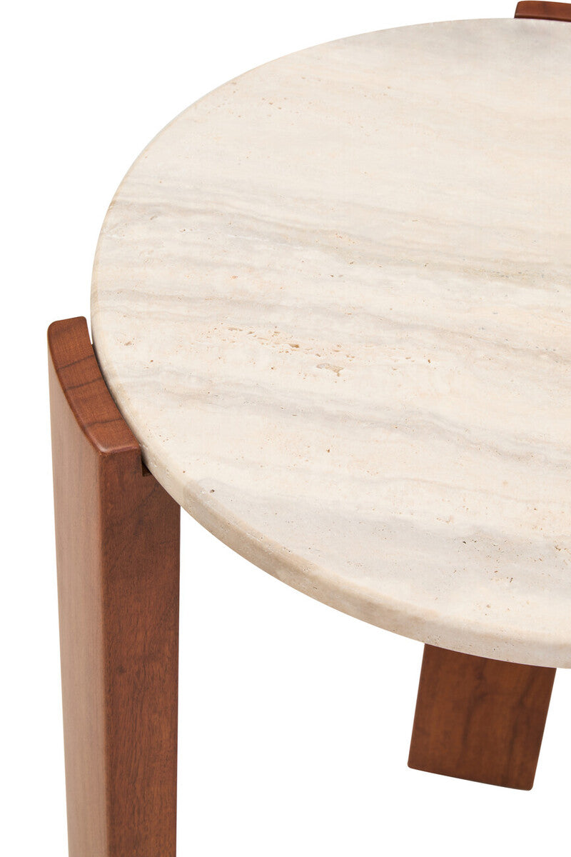 Palermo Travertine Top Round Side Table