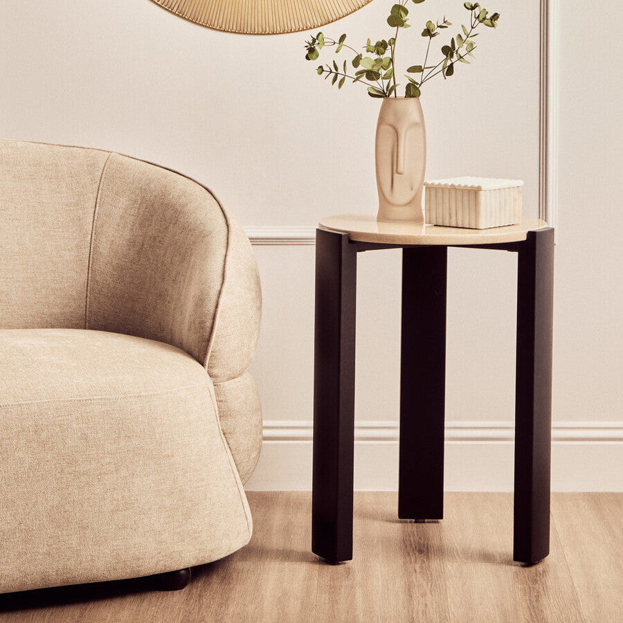 Palermo Cream Marble Top Round Side Table