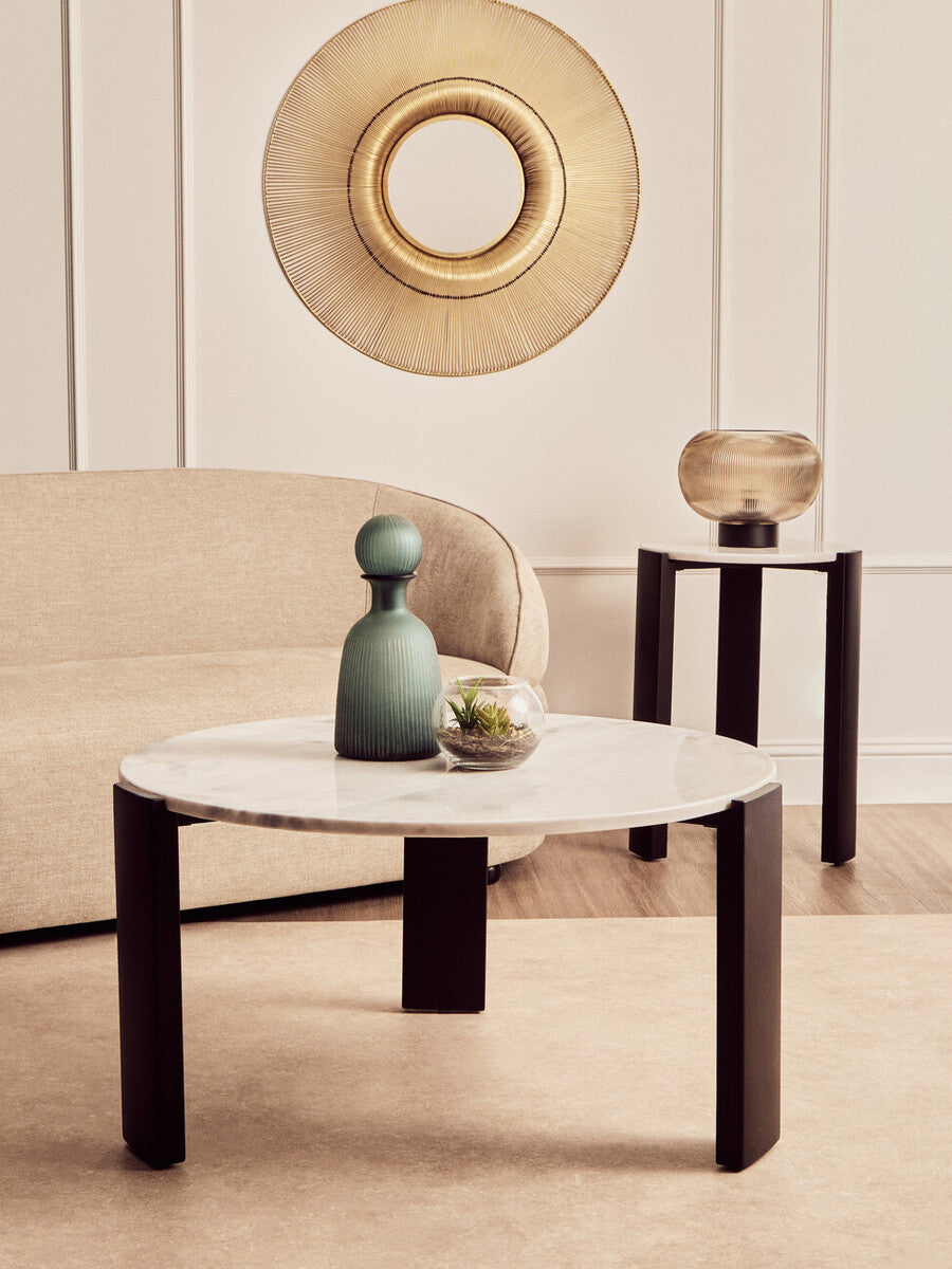 Palermo White Marble Top Round Side Table