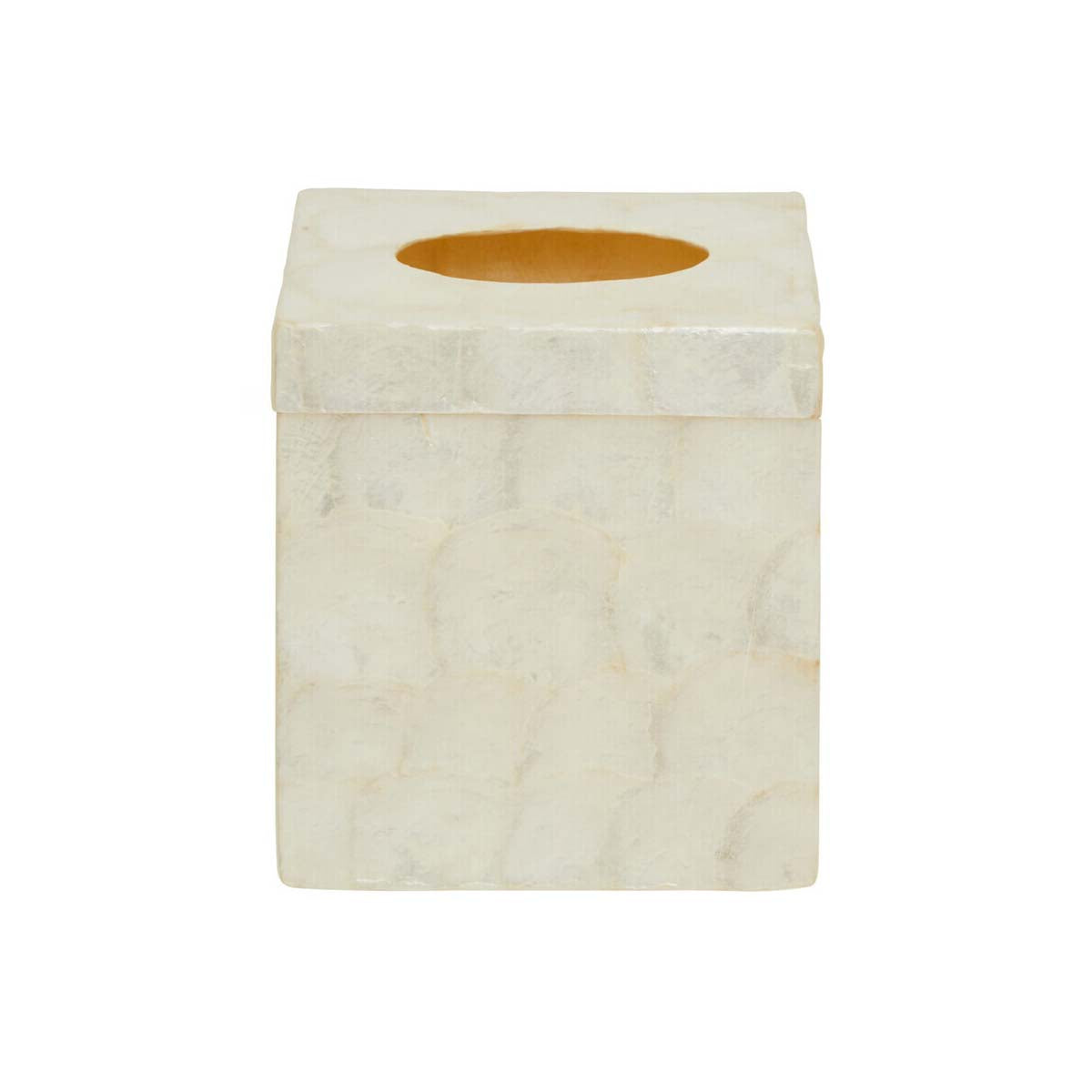 Palu White Shell Square Tissue Box