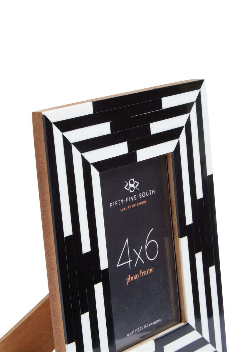 Donato 4in x 6in Black and White Stripe Photo Frame