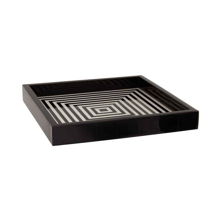 Donato Black And White Finish Square Tray