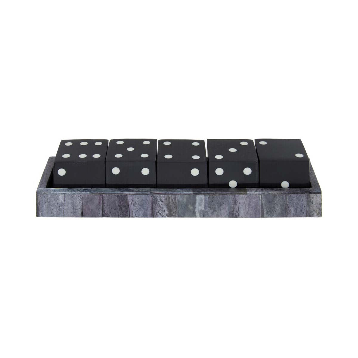 Churchill Games Grey Bone Dice Set with Black Dice
