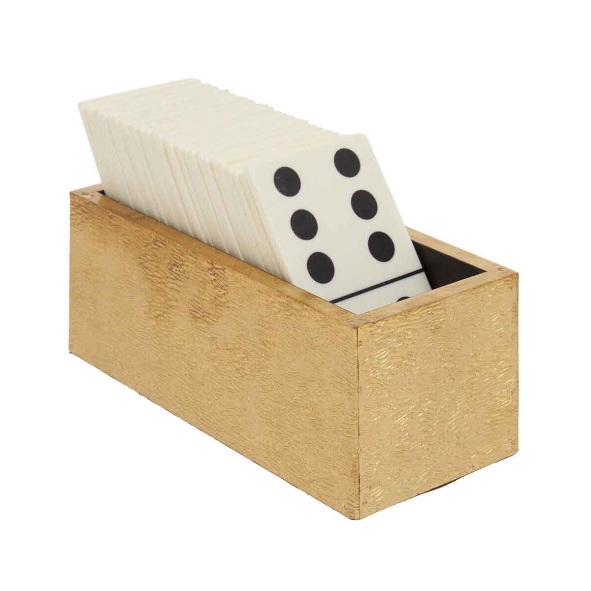 Churchill Games White and Gold Domino Set with White Dominoes