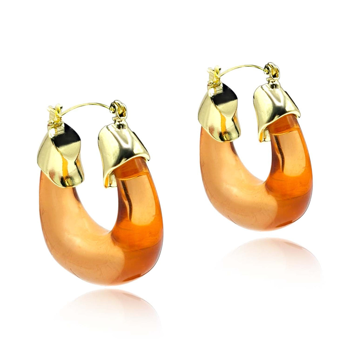Topaz Resin and Gold Hoop Earrings