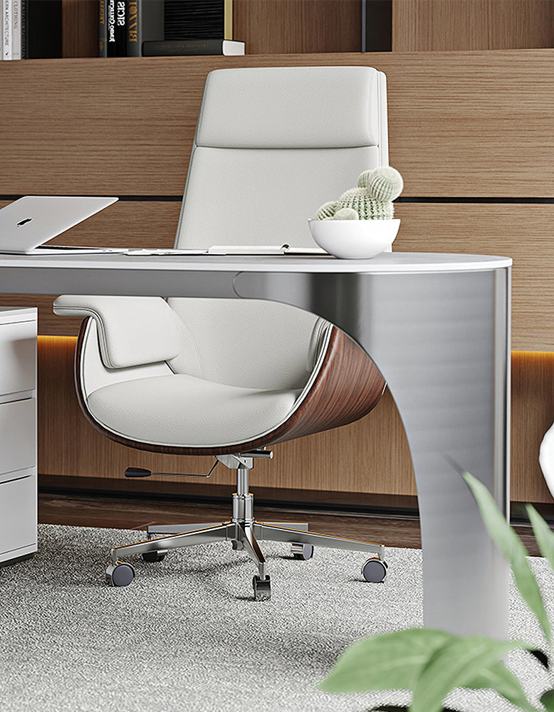 Abdi Corner Office Desk With Storage, Sintered Stone