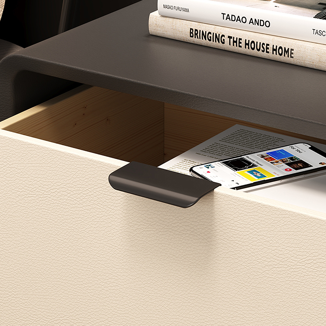 Adonis Bedside Table, Black & Cream