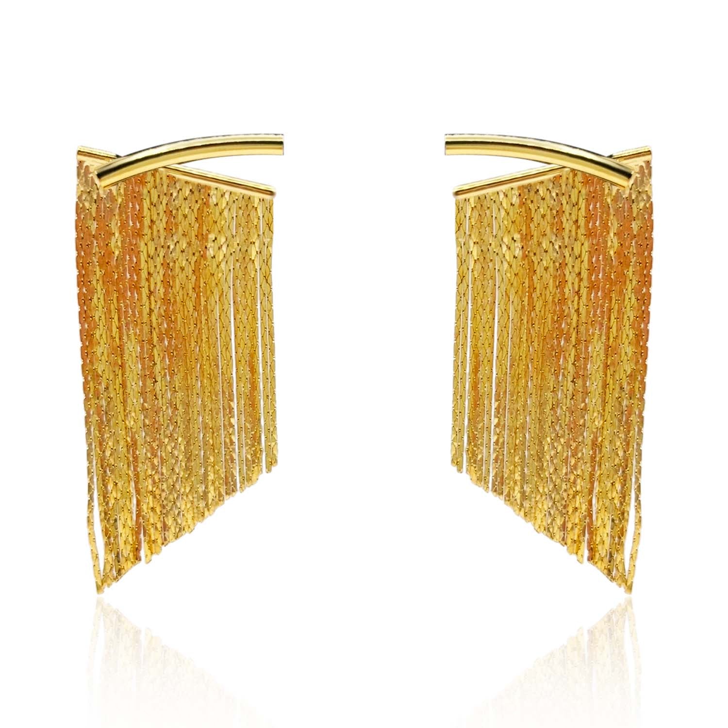 Gold Plated Two Part Fringe Earrings