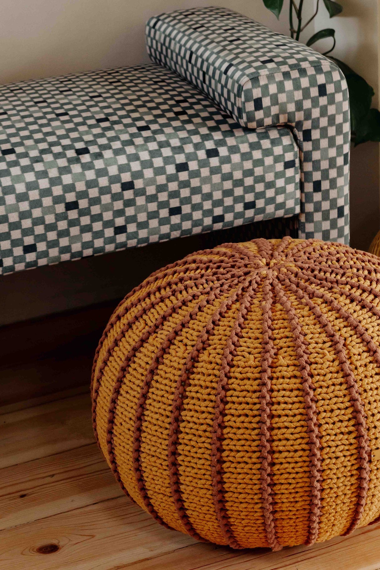 Knitted Pouffe ZIGGY | CINNAMON