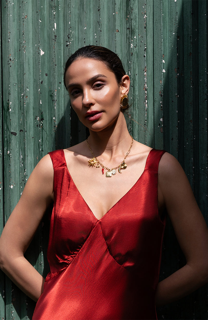 Amelia Midi Dress in Chilli Red