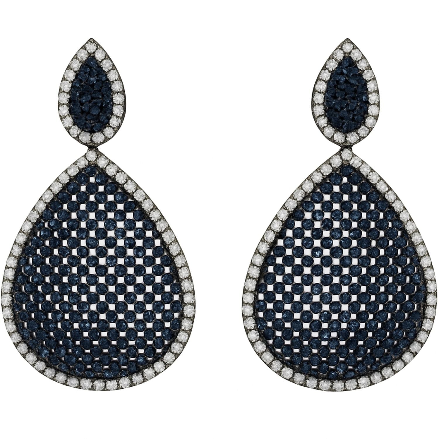 Angela Sapphire and Diamond Cubic Zirconium Pierced Earrings