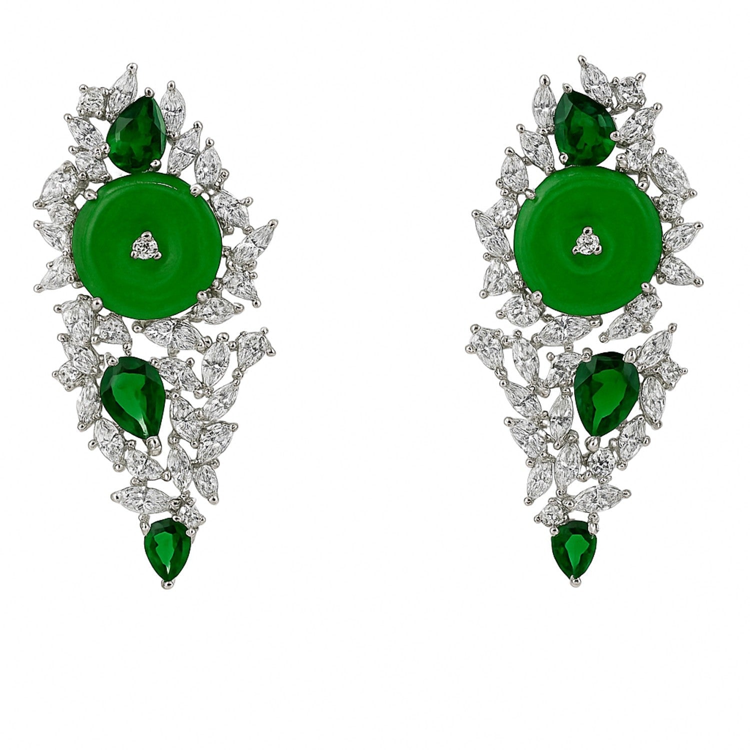 Olivia Diamond and Emerald and Jade Cubic Zirconium Earrings