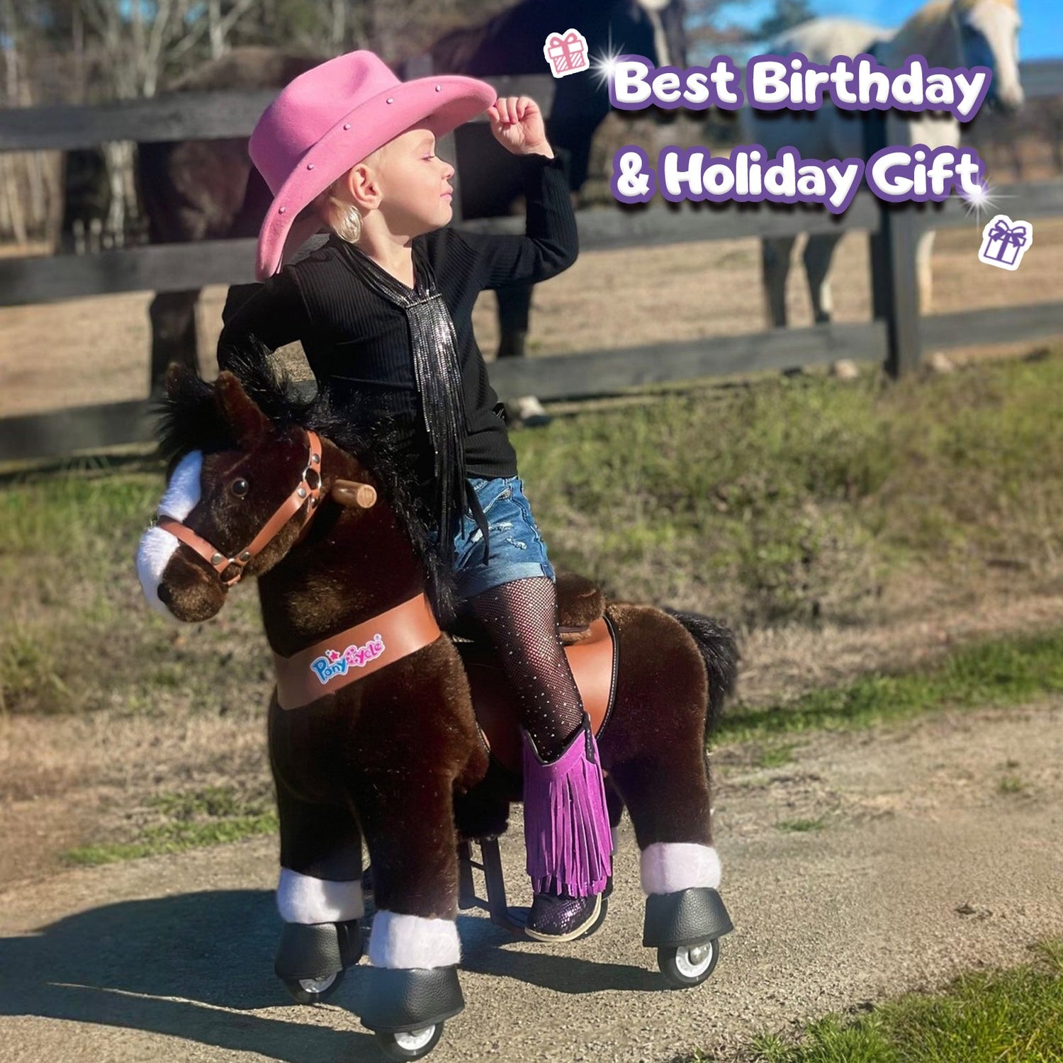 Ride-on Horse Toy Age 3-5 Chocolate(UK&EU in Stock)