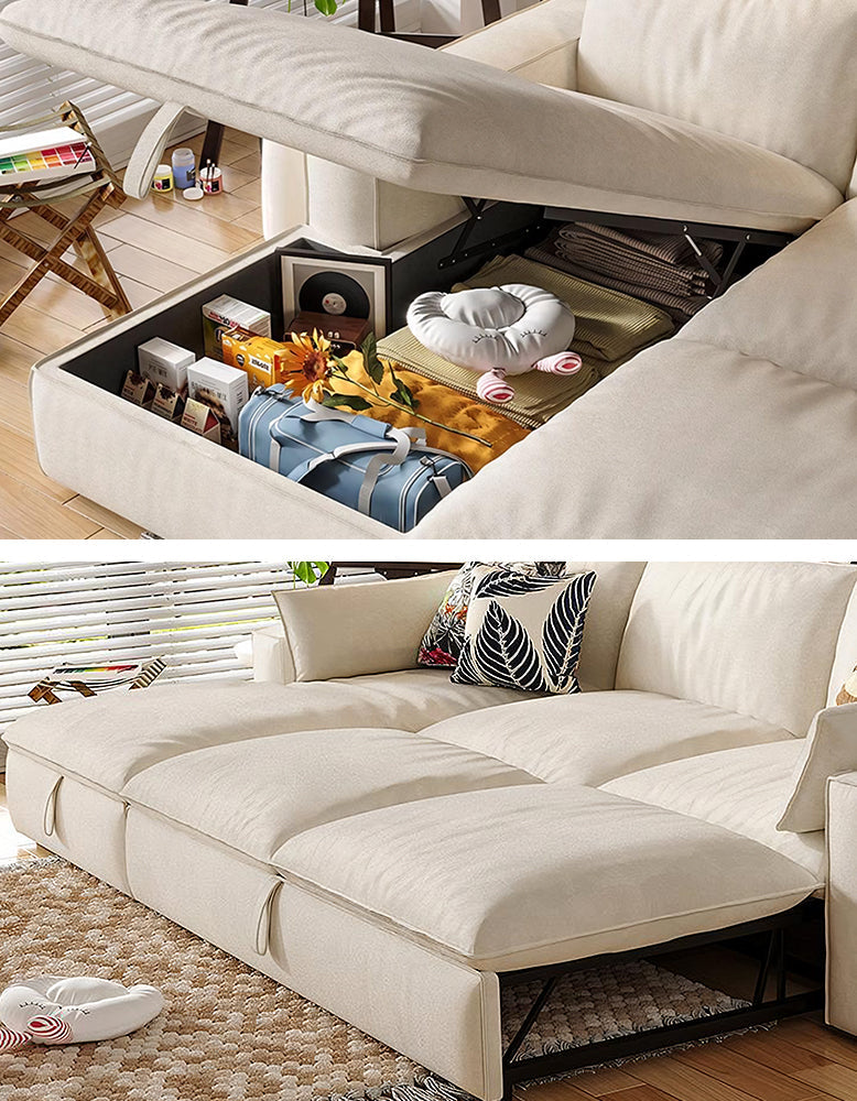 Acosta Corner Sofa Bed With Storage, Suede