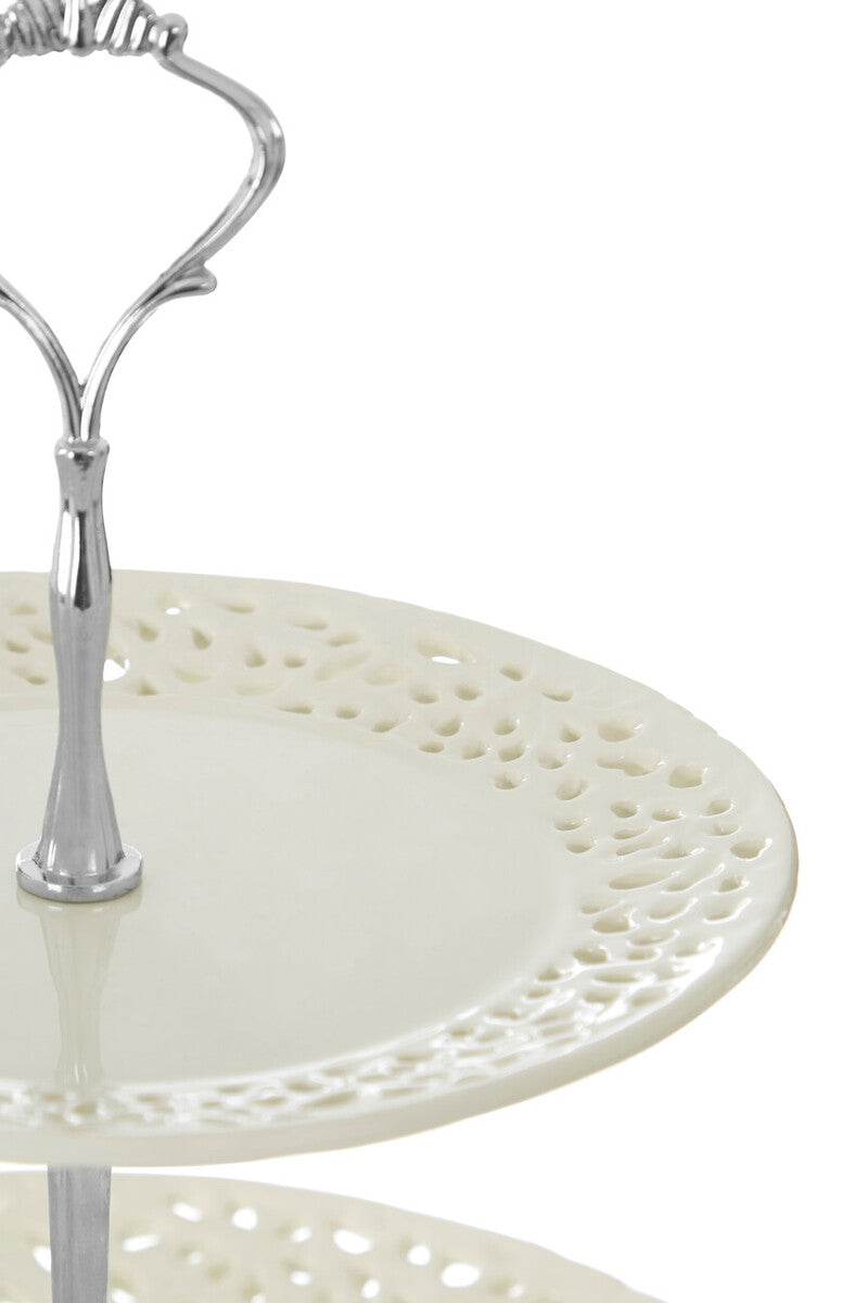 2 Tier Ceramic Lace Cake Plate