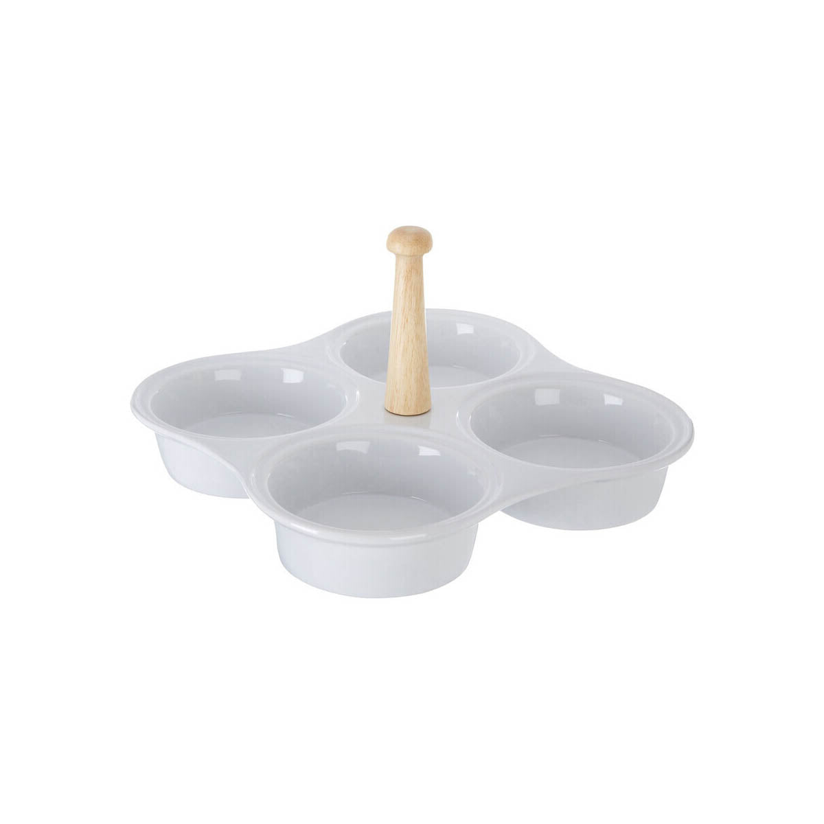4 Section White Ceramic Snack Dish