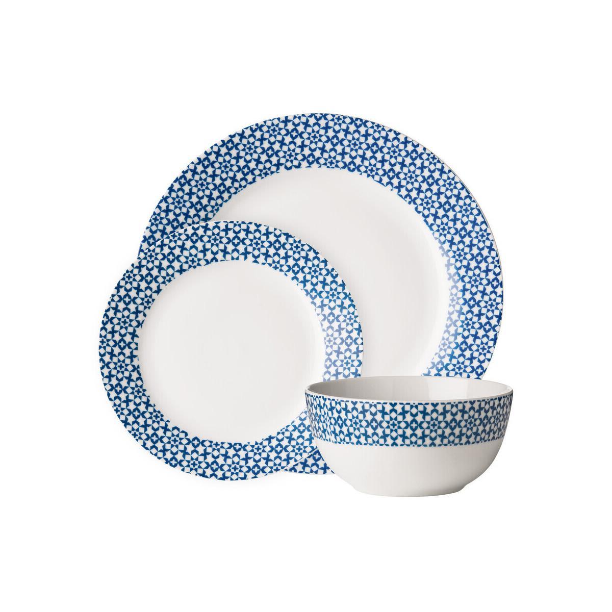 Avie Casablanca 12 Piece Blue Dinner Set