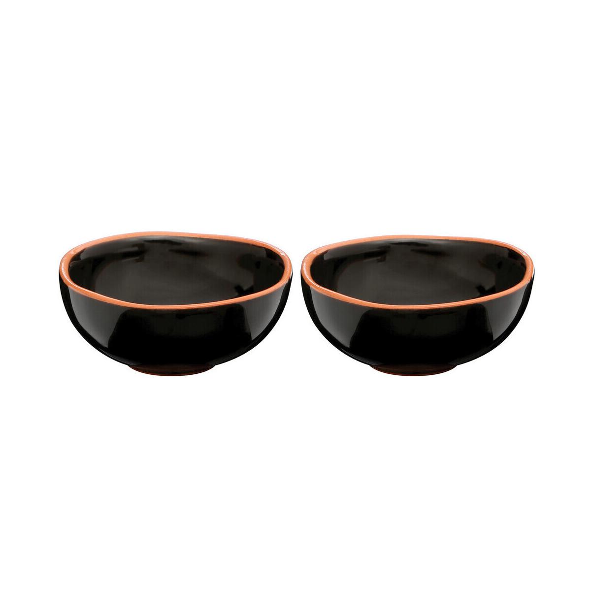 Calisto Terracotta Set of 2 Black Glazed Mini Bowls