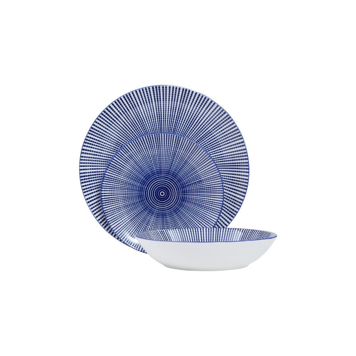 Maya 12 Piece Blue And White Dinner Set