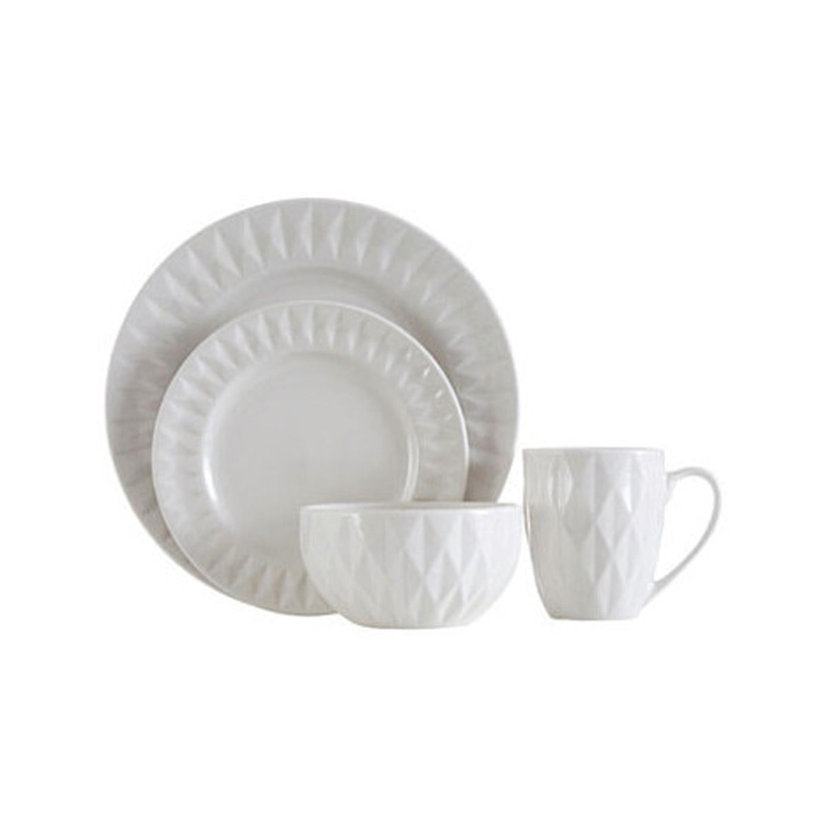 Livorno 16 Pc Embossed Geo Dinner Set