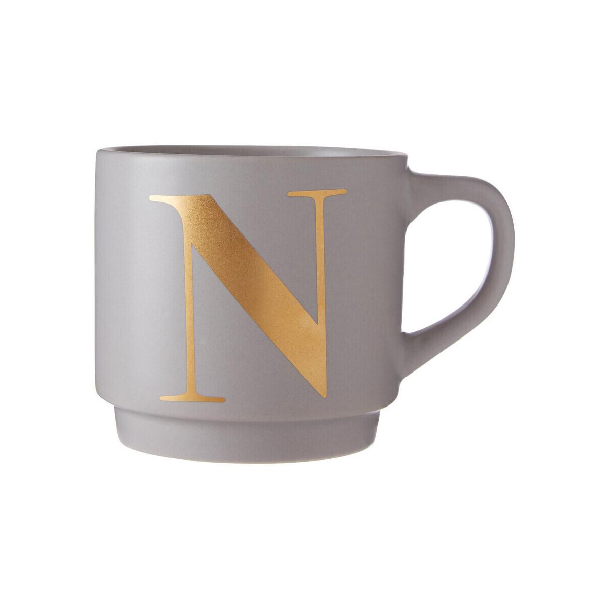 Signet Grey Monogram Mug, N