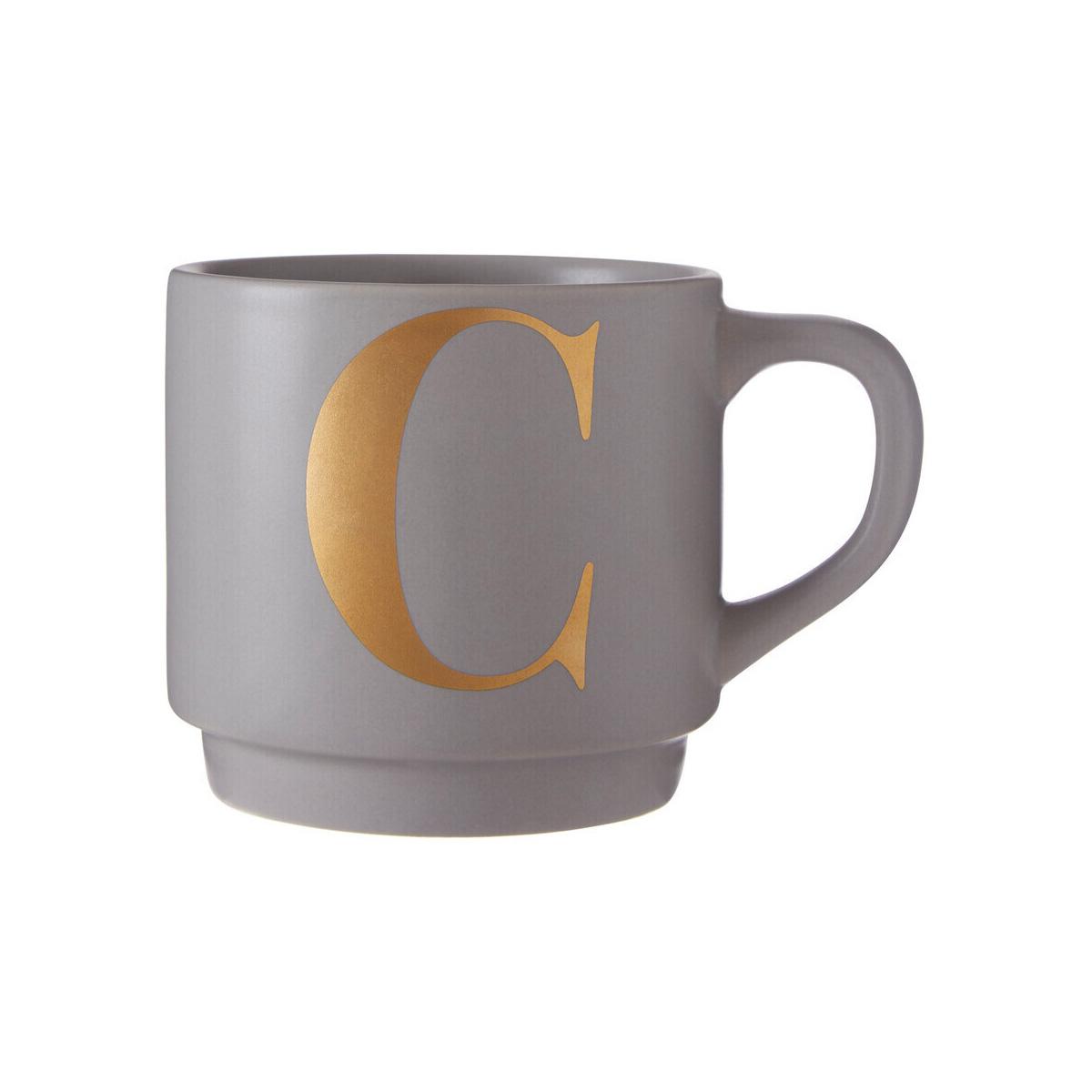 Signet Grey Monogram Mug, C