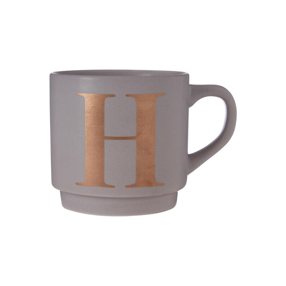 Signet Grey Monogram Mug, H