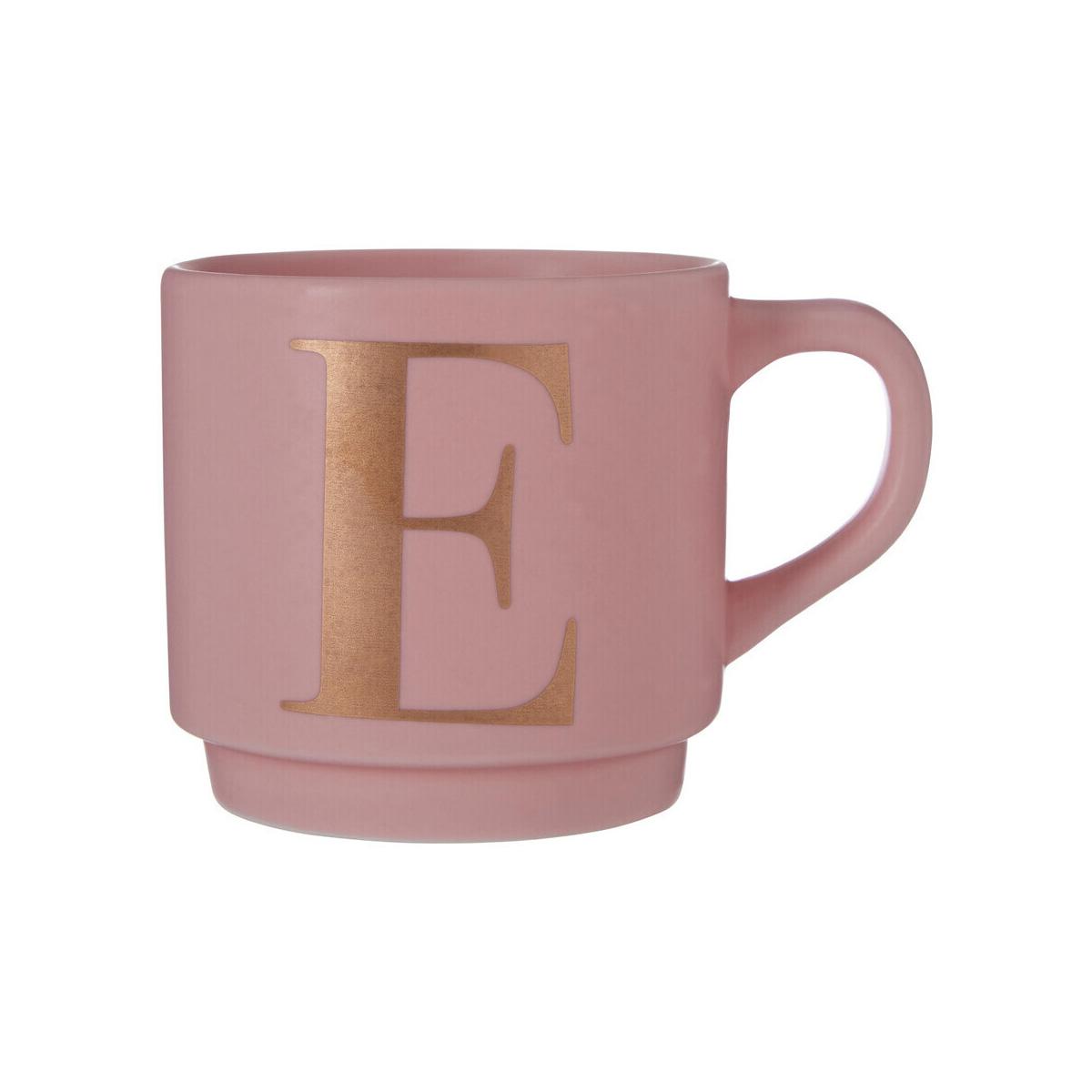 Signet Pink Monogram Mug, E
