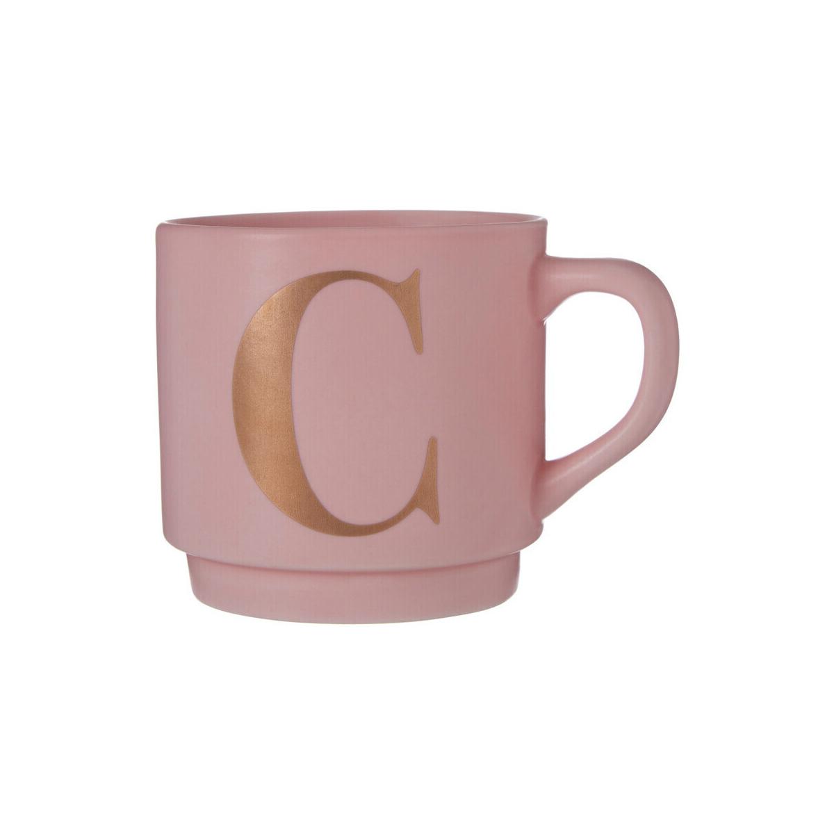 Signet Pink Monogram Mug, C