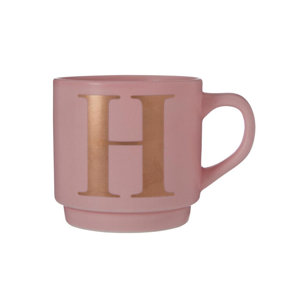 Signet Pink Monogram Mug, H