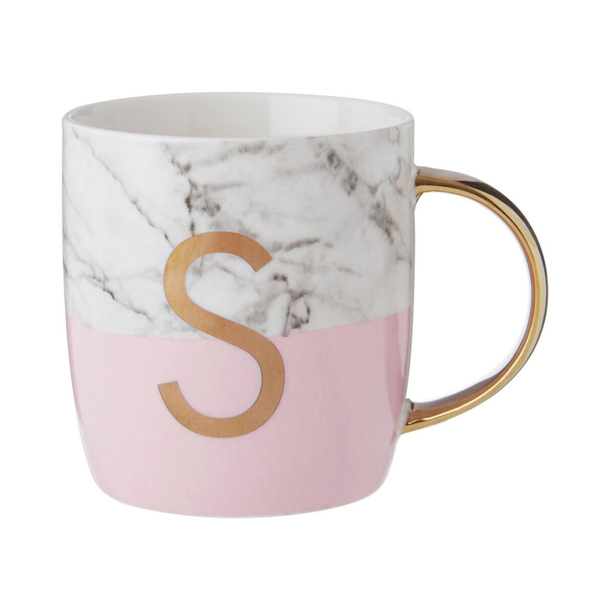 Mimo Pastel Pink S Letter Monogram Mug