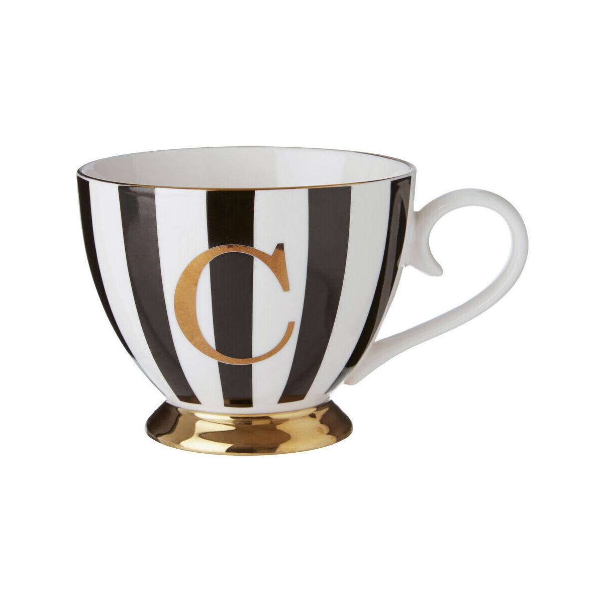 Duchess Black and White Monogram Mug with C
