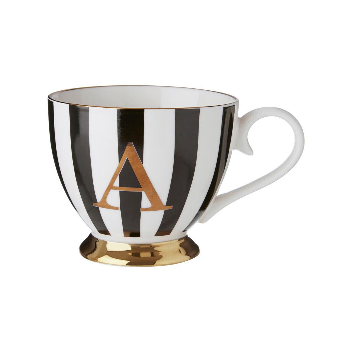 Duchess Black and White Monogram Mug with A