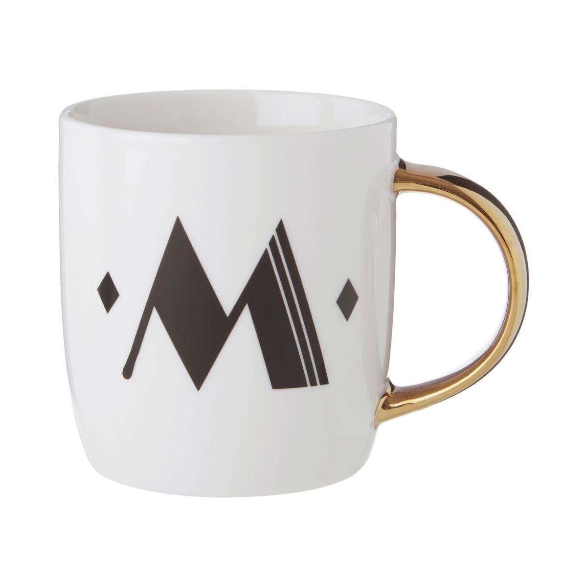 Diamond Deco White Monogram Mug, M