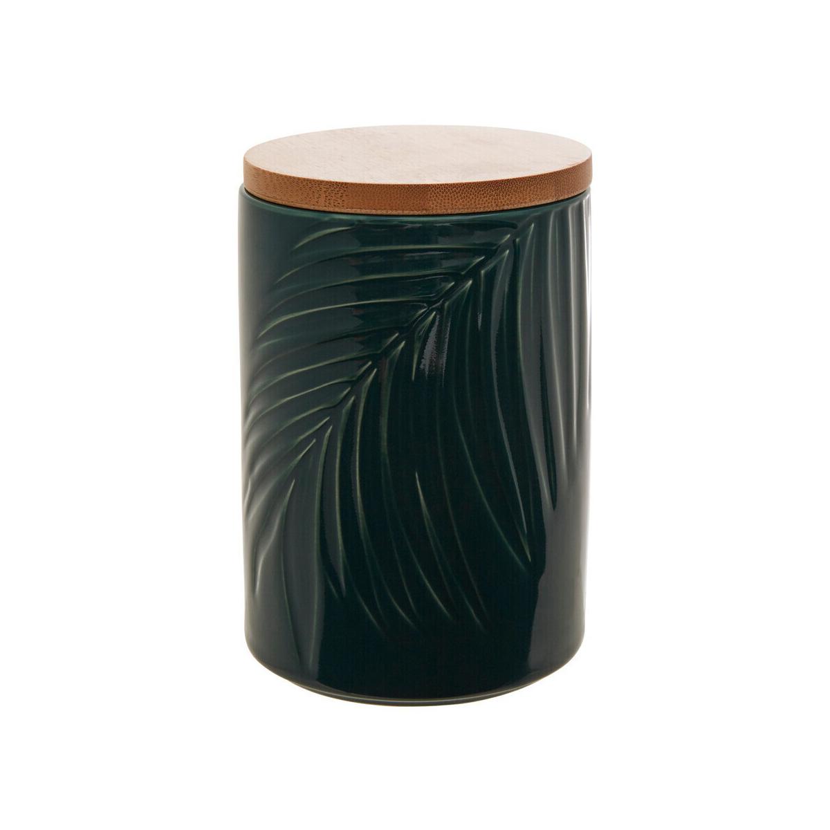 Bali Dark Green Medium Storage Jar With Bamboo Lid