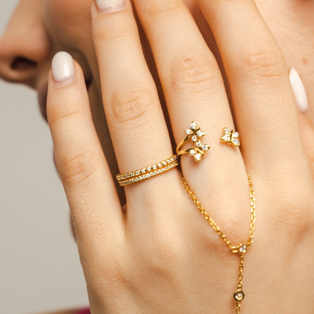 Illuminess™ Gold Vermeil French Pave Eternity Stacking Ring - US 8 / UK P