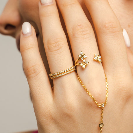 Illuminess™ Gold Vermeil French Pave Eternity Stacking Ring - US 8 / UK P