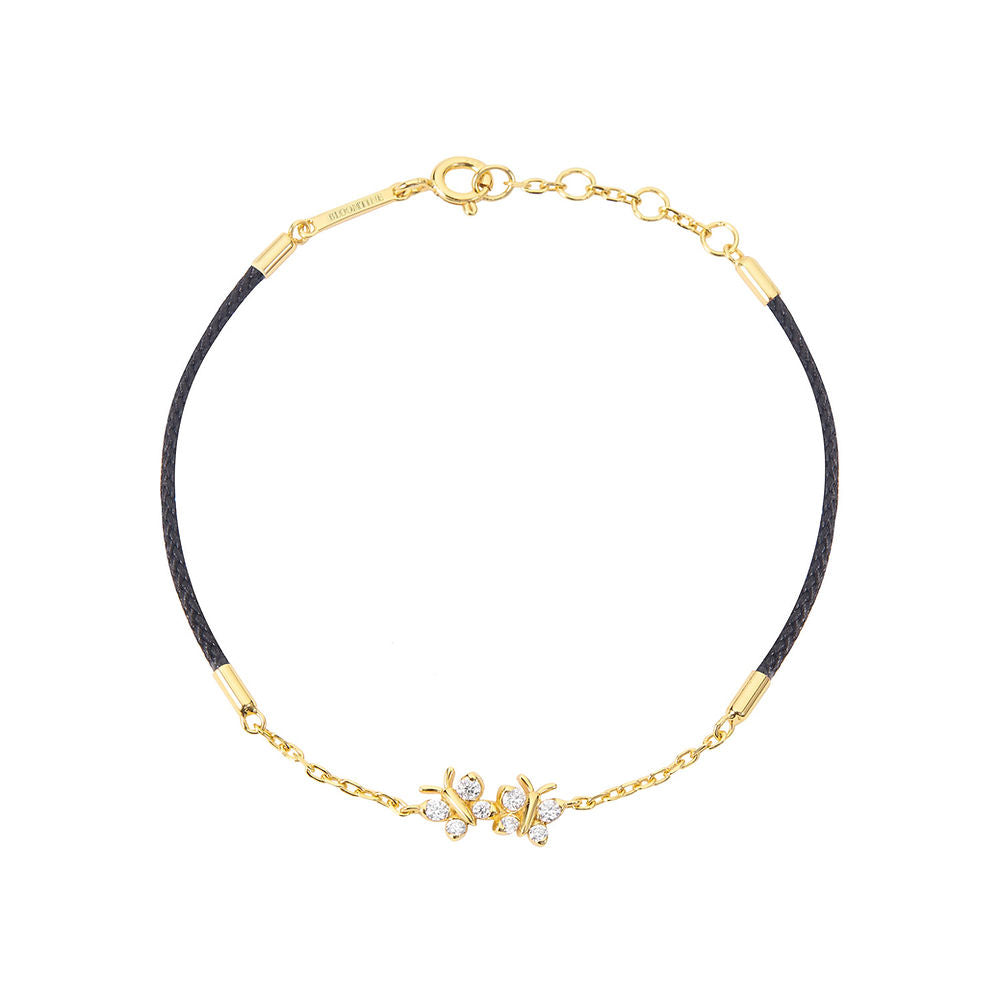 Enchanting Flutterfly™ Gold Vermeil Black Silk Cord Butterfly Bracelet