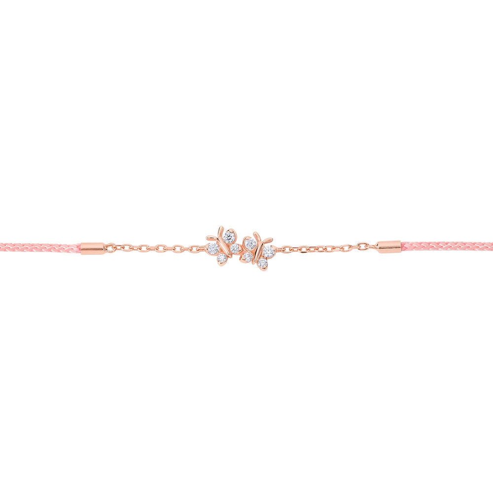 Enchanting Flutterfly™ Rose Gold Vermeil Silk Cord Butterfly Bracelet