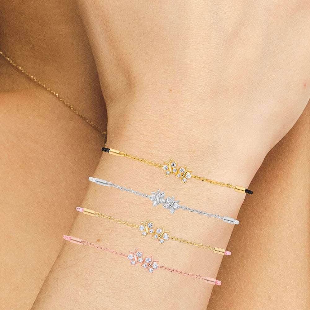 Enchanting Flutterfly™ Rose Gold Vermeil Silk Cord Butterfly Bracelet