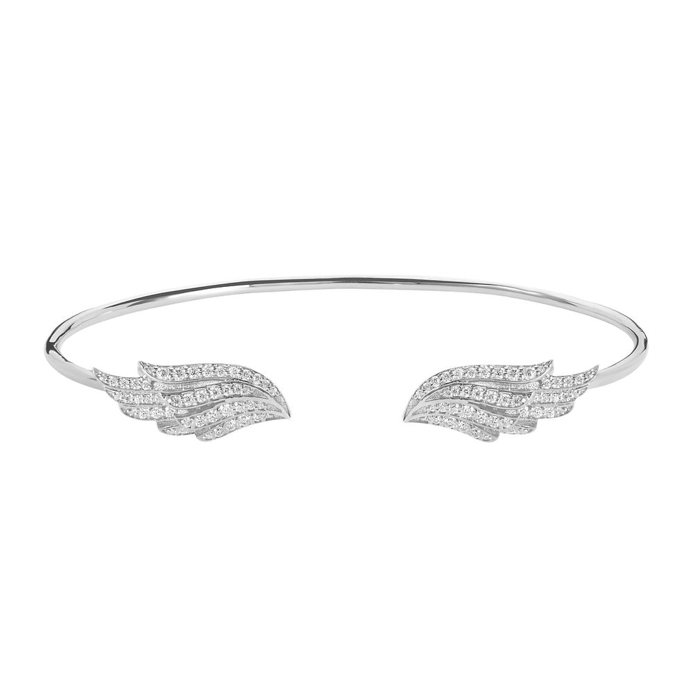 Angel Wing Sterling Silver Bangle - Medium