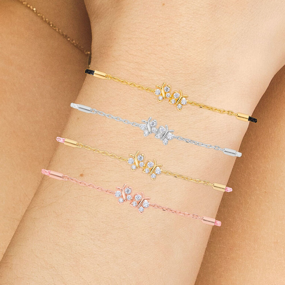 Enchanting Flutterfly™ Gold Vermeil Black Silk Cord Butterfly Bracelet