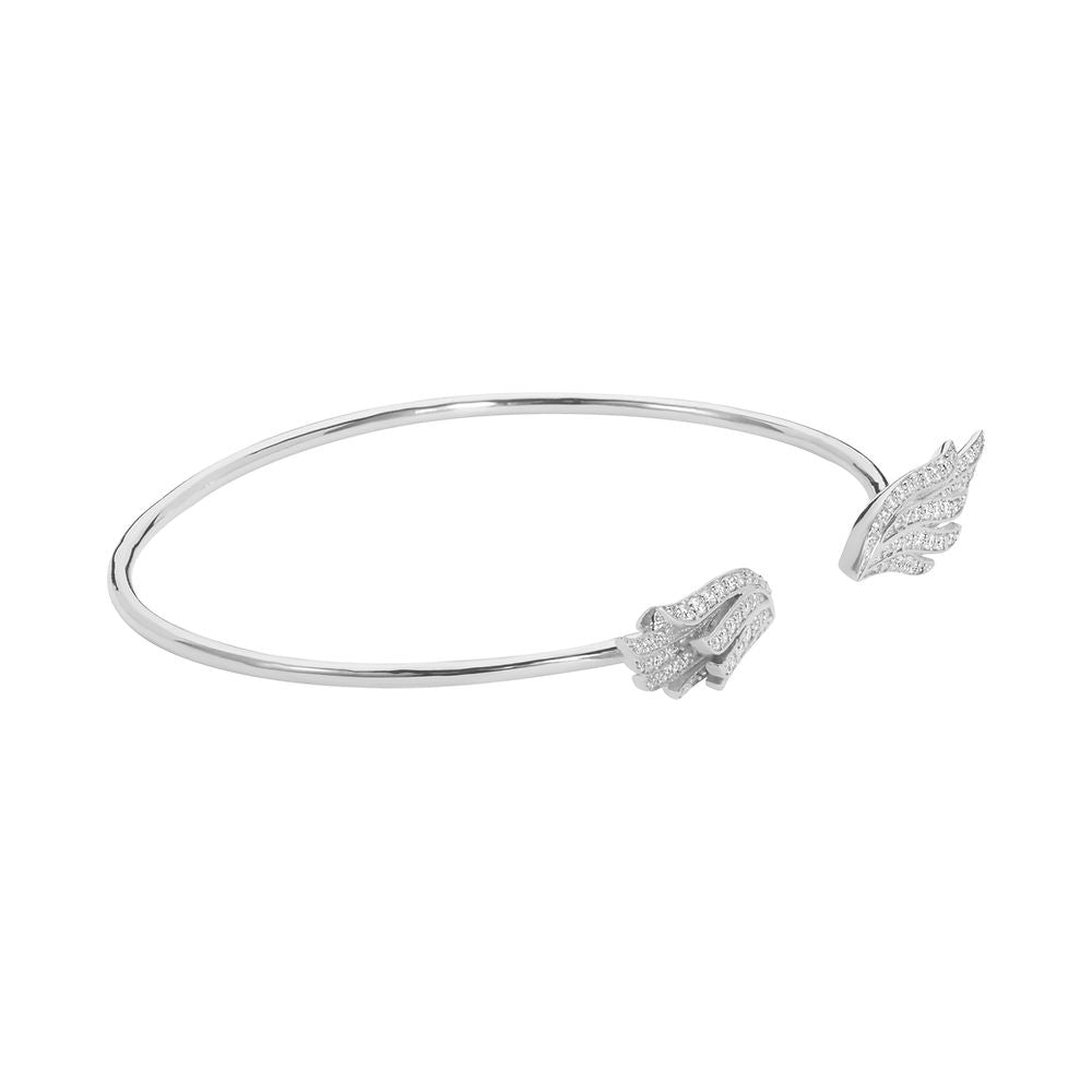 Angel Wing Sterling Silver Bangle - Small