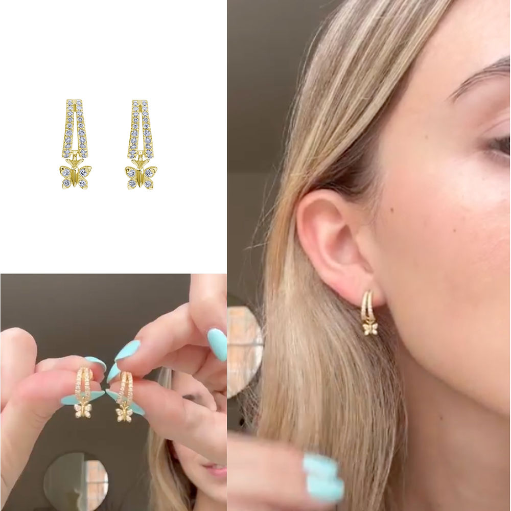 Enchanting Flutterfly™ Gold Vermeil Butterfly Huggies